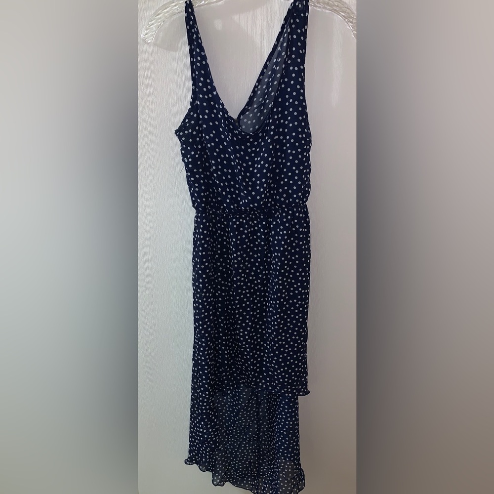 No strings attached Blue dip hem dress.